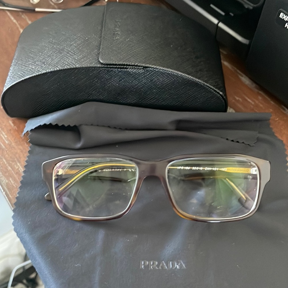Prada VPR 16M ZXH-101 denim tortoise eyeglasses with cloth and case